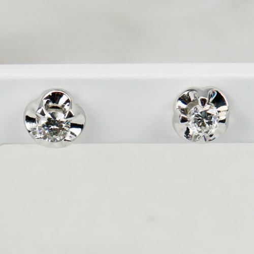 Boucles d'oreilles Ohrstecker - Boucles d’oreilles en or blanc 14 carats et diamants 58 Facettes 2833