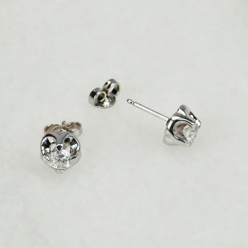 Boucles d'oreilles Ohrstecker - Boucles d’oreilles en or blanc 14 carats et diamants 58 Facettes 2833