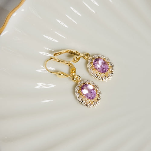 Boucles d'oreilles Boucles d’oreilles vintage en or jaune 14 carats et améthystes 58 Facettes 2788