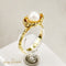 Bague 55 Bague perle en or jaune 14 carats 58 Facettes 2650