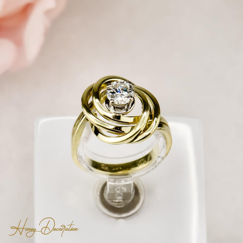 Bague 52.5 Bague solitaire - Diamant taille brillant en or jaune 14 carats 58 Facettes 2584