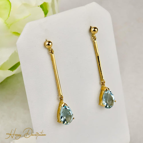 Boucles d'oreilles Boucles d'oreilles pendantes en or 750 avec aquamarines 58 Facettes 2537