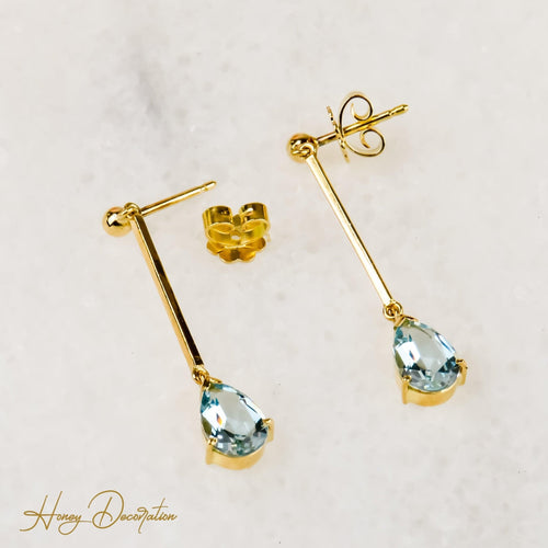 Boucles d'oreilles Boucles d'oreilles pendantes en or 750 avec aquamarines 58 Facettes 2537