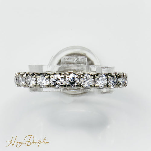 Bague 50 Bague mémoire en or blanc 750 avec 22 diamants 58 Facettes 2525