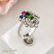 Bague 53 Bague antique en or blanc 585 avec diamants, saphirs, tourmaline et péridot 58 Facettes 2516
