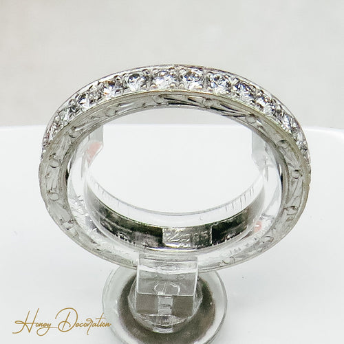 Bague 53 Bague mémoire - Bague en or blanc 14K et diamants 58 Facettes 2497