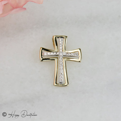 Pendentif Pendentif croix - Pendentif en or 14 carats et diamants 58 Facettes 2459