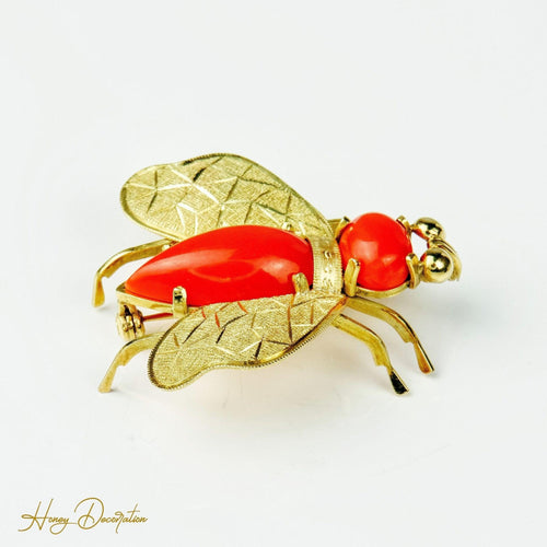 Pendentif Pendentif abeille en or jaune 18 carats et corail 58 Facettes 2020