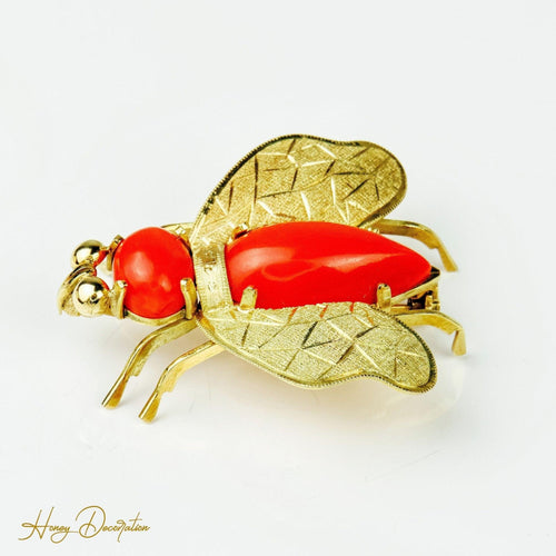 Pendentif Pendentif abeille en or jaune 18 carats et corail 58 Facettes 2020