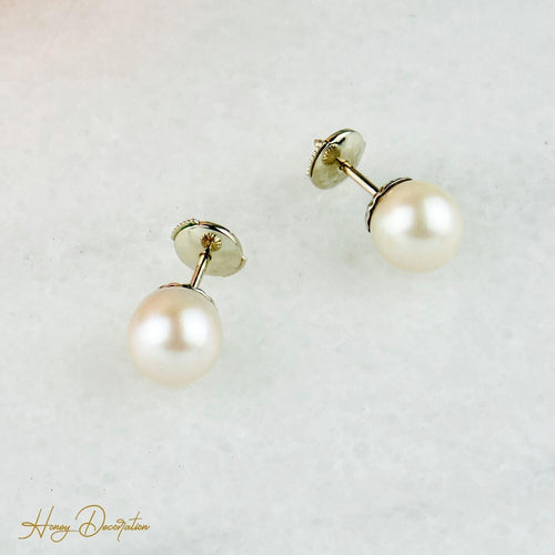 Boucles d'oreilles Ohrstecker - Perles en or jaune 18K 58 Facettes 1949
