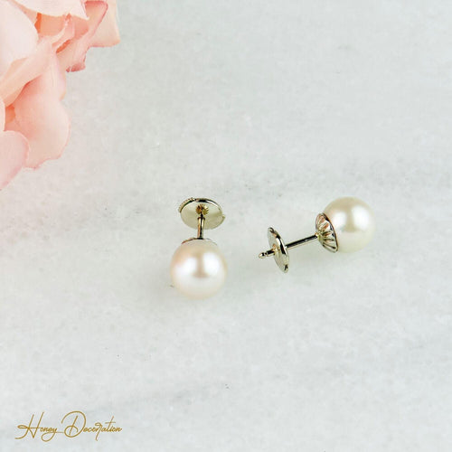 Boucles d'oreilles Ohrstecker - Perles en or jaune 18K 58 Facettes 1949