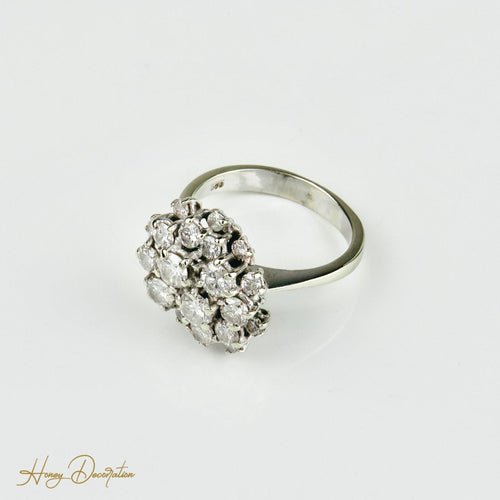 Bague 53 Bague en or blanc 585 avec 20 diamants taille brillant 58 Facettes 1619