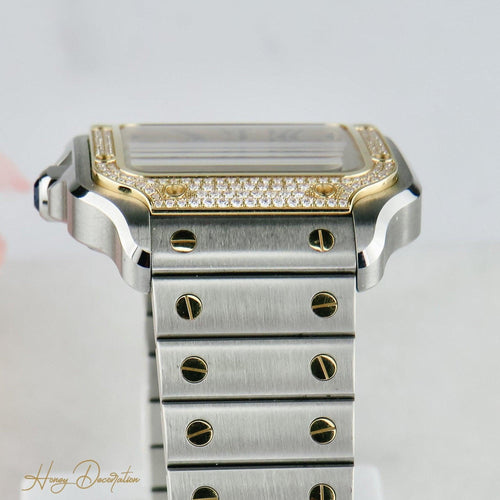 Montre Cartier Santos - Montre unisexe en or jaune 18K et acier, diamants 58 Facettes 2504