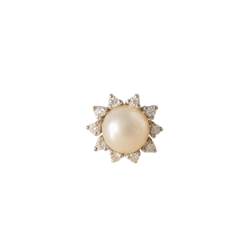 Bague 54 Vintage - Bague en or blanc avec perle Mabe et 10 diamants 58 Facettes HJ250119