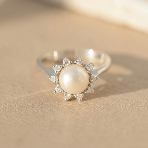 Bague 54 Vintage - Bague en or blanc avec perle Mabe et 10 diamants 58 Facettes HJ250119