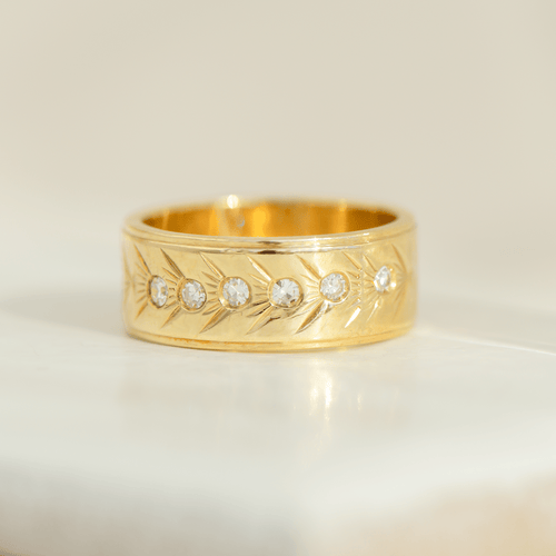 Bague 50 Bague vintage - Alliance en or jaune 14 carats et diamants 58 Facettes