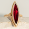 Bague 52 Bague navette vintage en or jaune 18 carats avec rubis synthétique 58 Facettes