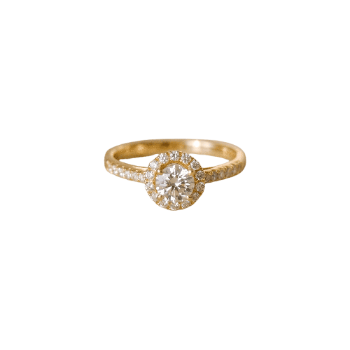 Bague 52.5 Halo - Bague en or jaune 18 carats et diamants 58 Facettes 2952