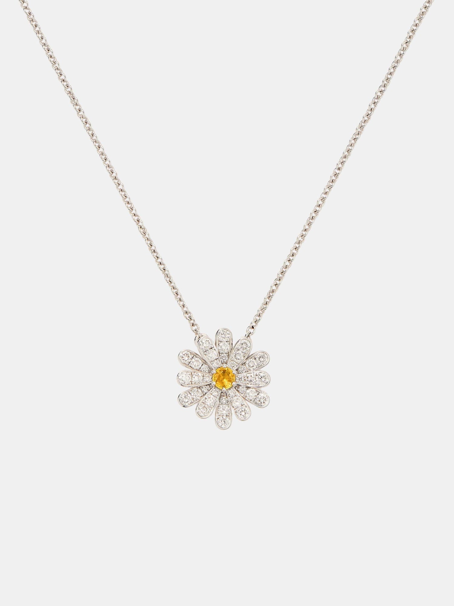 Collier Flower Poiray Or blanc Saphir 0.12ct