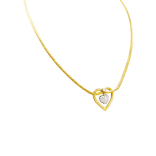 Collier Buccellati Valentina - Collier double cœur en or jaune et blanc, diamants 58 Facettes 35176