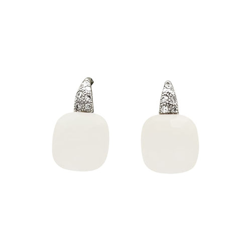 Boucles d'oreilles Pomellato Capri - Boucles d’oreilles en or blanc avec opale et diamants 58 Facettes 35332