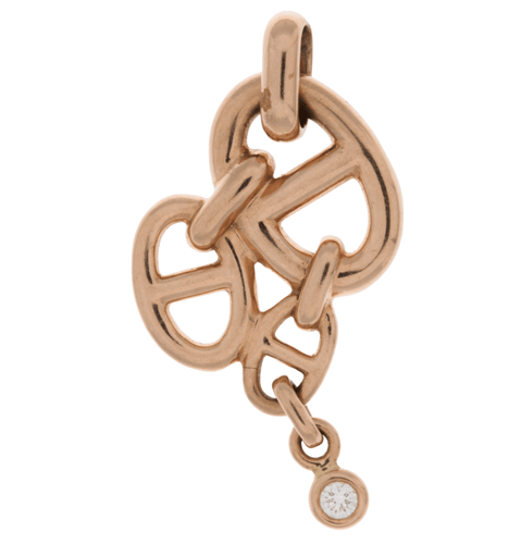Pendentif Hermès - Pendentif "Chaine d'Ancre Enchainée" Or Rose Diamant 58 Facettes