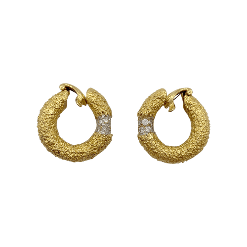 Boucles d'oreilles M. Gérard - Boucles d’oreilles créoles en or jaune et diamants 58 Facettes 32228