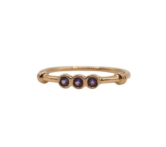 Bague 52 Bague or rose sertie d’améthystes 58 Facettes