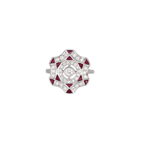 Bague 54 Bague style Art Déco diamants rubis 58 Facettes