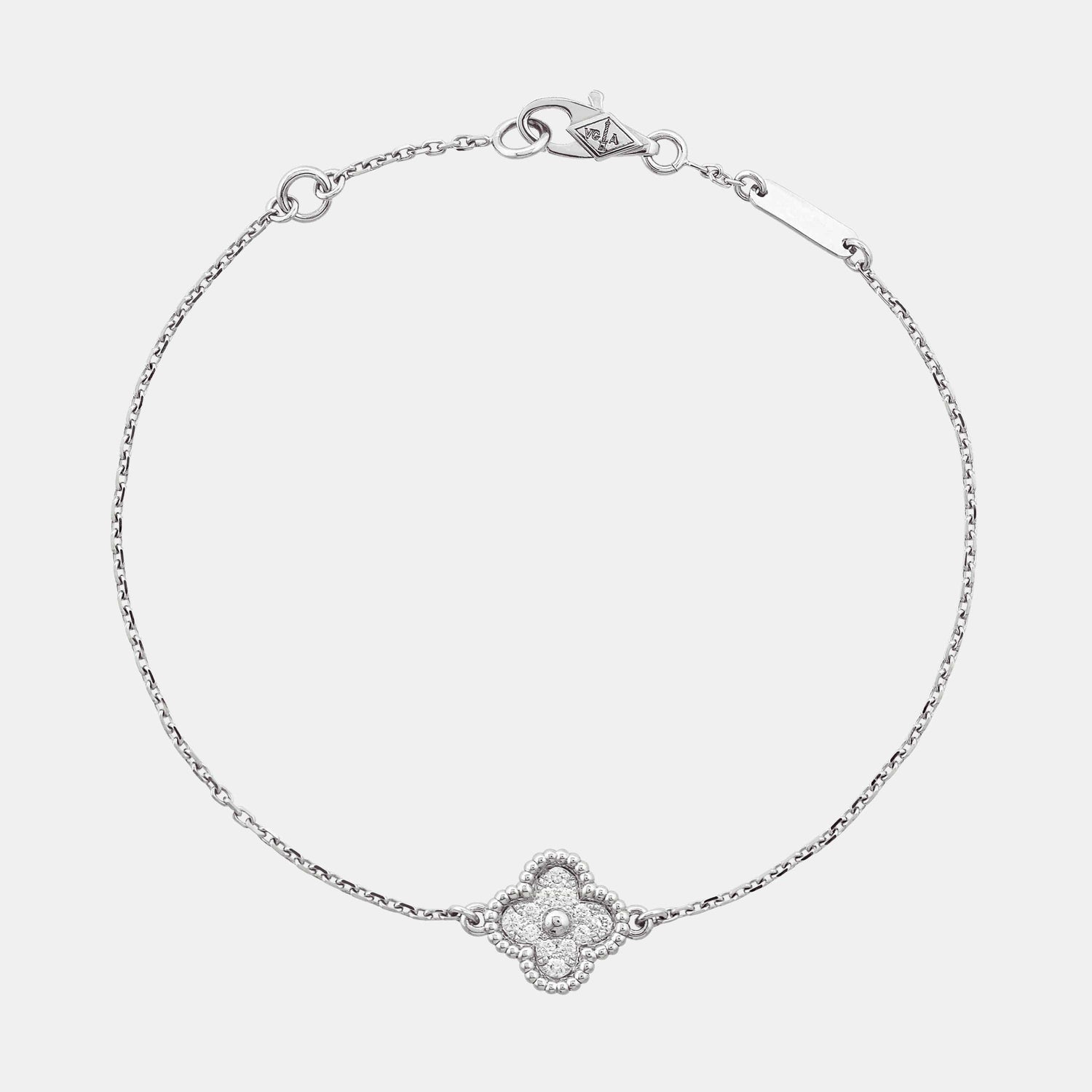 Bracelet Sweet Alhambra Or blanc Diamant 0.08ct 1 motif