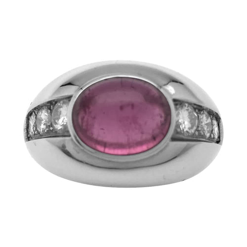 Bague 52 Bague en or blanc 18K à tourmaline rose et diamants 58 Facettes 22300