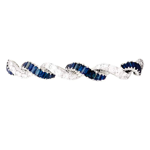 Bracelet Bracelet articulé en or blanc 750 serti de diamants et saphirs 58 Facettes 33891