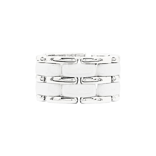 Bague 54 Chanel Ultra - Bague grand modèle en or blanc et céramique blanche 58 Facettes 35312