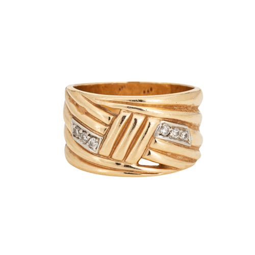 Bague 58 Bague bandeau or jaune diamants 58 Facettes G13497