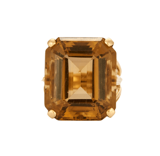 Bague 53 Bague en or jaune et quartz fumé 58 Facettes DV0598-7
