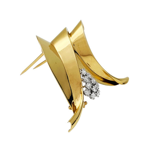 Broche Fontana - Broche en or jaune 750/000 et platine 950/000 avec diamants 58 Facettes 30245