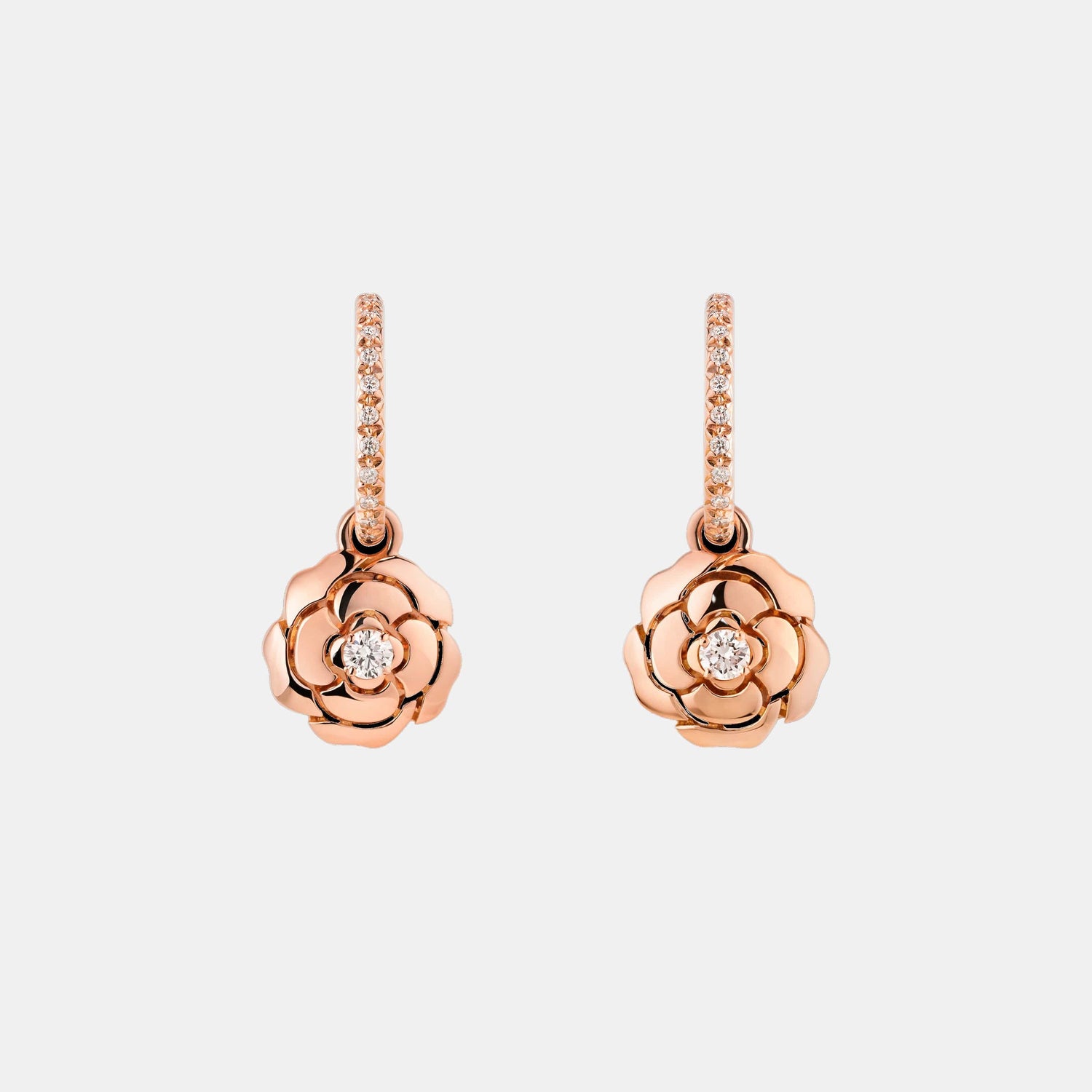 Boucles d'oreilles Camélia Or rose Diamant