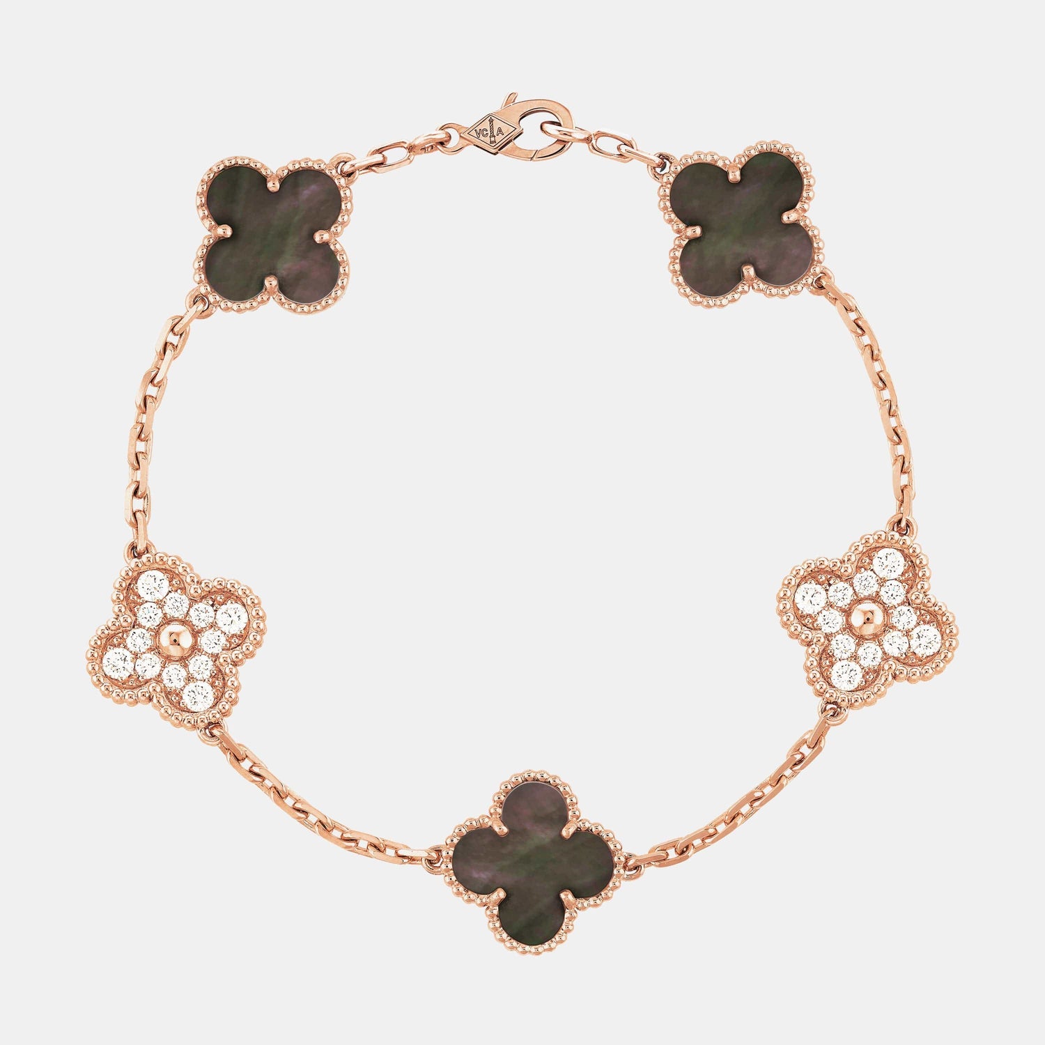 Bracelet Vintage Alhambra Or rose Diamant 0.97ct