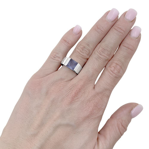 Bague 54 Cartier Tank - Bague en or blanc et calcédoine 58 Facettes 35172