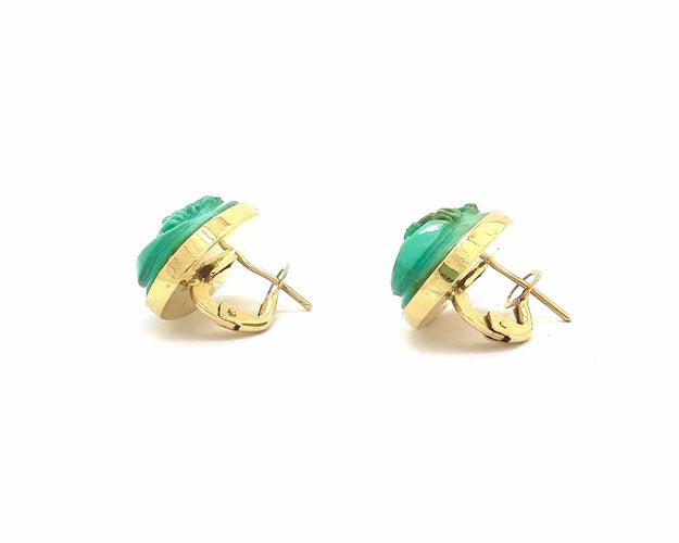 Boucles d'oreilles Boucles d’oreilles en or jaune 18 kt et turquoises naturelles 58 Facettes 6602