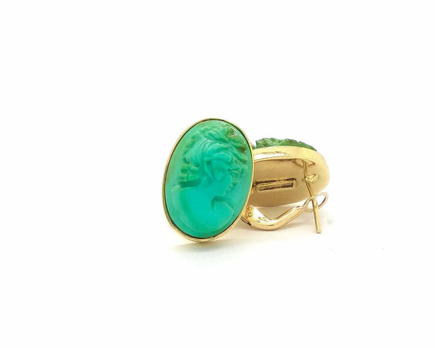 Boucles d'oreilles Boucles d’oreilles en or jaune 18 kt et turquoises naturelles 58 Facettes 6602