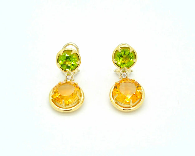 Boucles d'oreilles Mangiarotti - Boucles d’oreilles en or jaune 18 ct, quartz et diamants 58 Facettes 8145