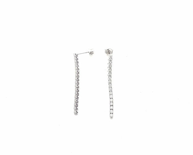 Boucles d'oreilles Re Carlo - Boucles d’oreilles tennis pendantes en or blanc 18 ct et diamants 58 Facettes 5853