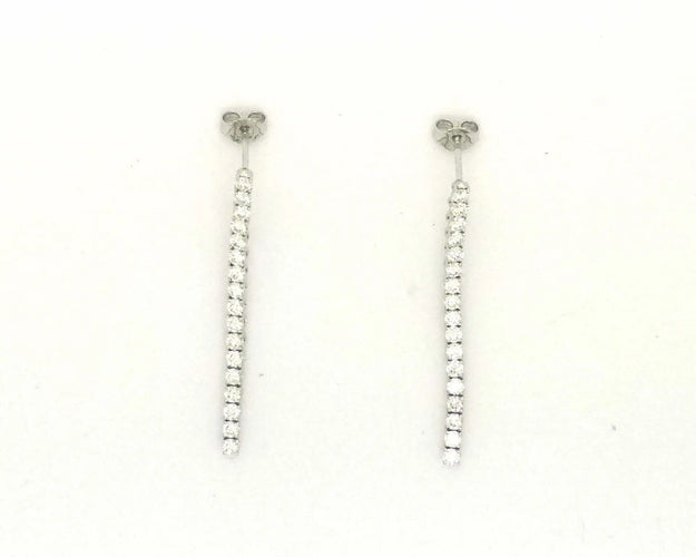 Boucles d'oreilles Re Carlo - Boucles d’oreilles tennis pendantes en or blanc 18 ct et diamants 58 Facettes 5853