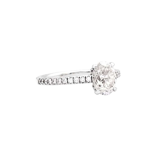 Bague 50 Bague solitaire en or blanc 750 avec diamant ovale 1 ct 58 Facettes 35329