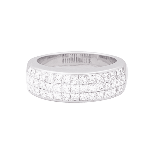Bague 53 Bague jonc pavée en or blanc 750 et diamants princesse 58 Facettes 33993