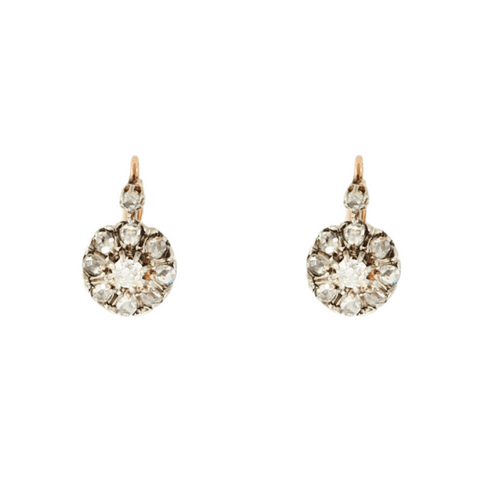 Boucles d'oreilles Boucles d'oreilles marguerites diamants or rose et gris 58 Facettes