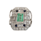 Bague 56 Bague en platine de style Art Déco avec diamants, saphirs et émeraude 58 Facettes Q72B (923)