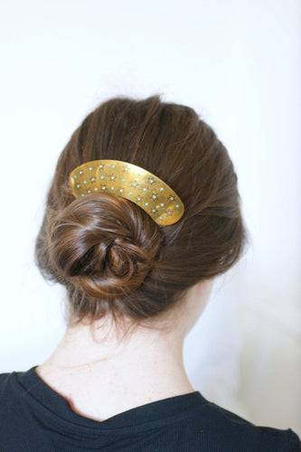 Peigne diadème étoile en corne, métal doré et turquoise 58 Facettes