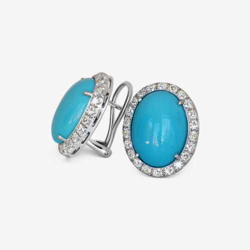 Boucles d'oreilles Boucles d'oreilles en or avec turquoise et diamants 58 Facettes 22632